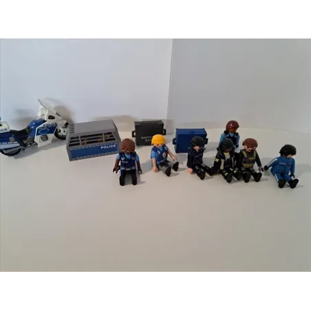 Set Accessori Polizia Playmobil Con Moto, Personaggi, Cuccia Cagnolino...