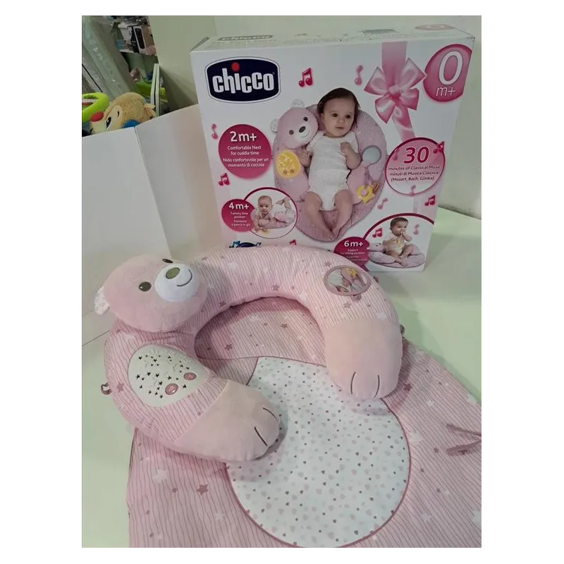 Chicco - Gioco Nido di Coccole, Morbido Cuscino 3 in 1, Con Musica e Luce Rosa