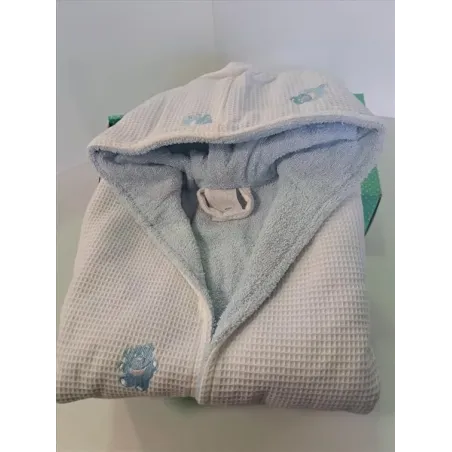 Accappatoio Chicco Bianco e Azzurro 6/12 M Nuovo