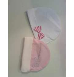 Cappellino Nascita 2 PZ Rosa e Bianco