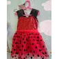 Vestito Carnevale "coccinella" Con Fiocco Rosso Dietro e Cuore a Paiettes 4/6 A