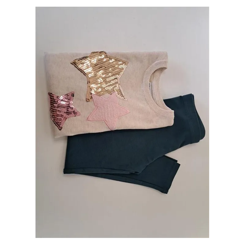 Completo Maglioncino Primark Con Stelle 5/6 A + Leggings 5/6 A 2 PZ