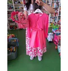 Vestito Fucsia Abel & Lula 4 A Con Coprispalle, Cerchietto e Borsetta
