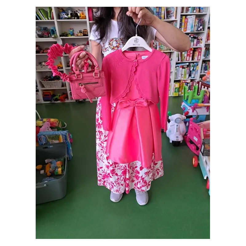 Vestito Fucsia Abel & Lula 4 A Con Coprispalle, Cerchietto e Borsetta