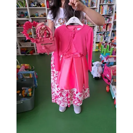 Vestito Fucsia Abel & Lula 4 A Con Coprispalle, Cerchietto e Borsetta