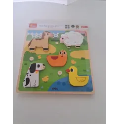 Puzzle Tattile / Incastri In Legno Animali Viga Nuovo