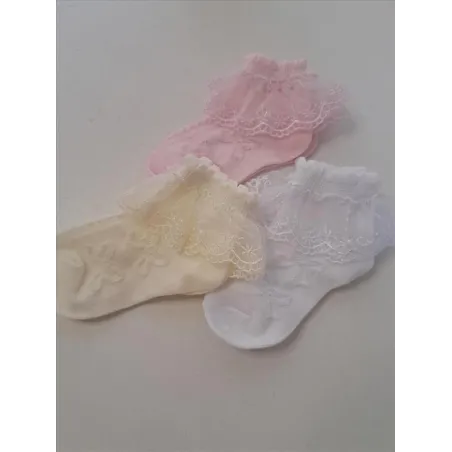 Calzini Bimba Nuovi 3 PZ Bianco Giallo e Rosa