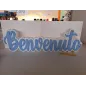 Scritta In Polistirolo Azzurro "BENVENUTO" Per Feste Nascite, Babyshowe, Battesimi