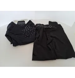 Completo Sposrtivo / Ginnastica Body Nero Con Strass e Legging Neri Con Strass 8/10 A