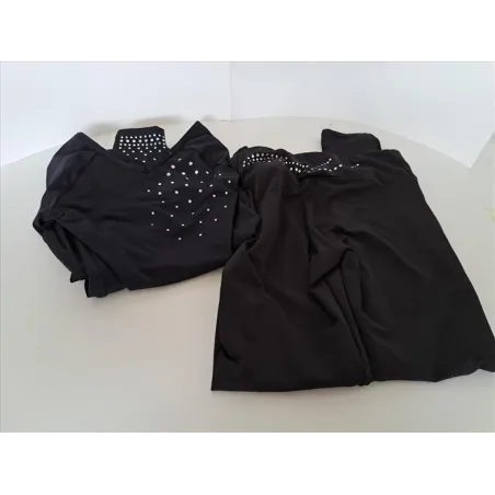 Completo Sposrtivo / Ginnastica Body Nero Con Strass e Legging Neri Con Strass 8/10 A