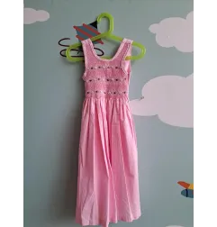 Vestito Rosa 100 % Cotone Mamy Creazione Ricamato a Mano 5/6 A