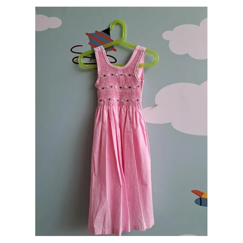 Vestito Rosa 100 % Cotone Mamy Creazione Ricamato a Mano 5/6 A
