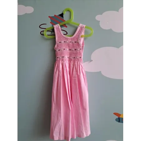 Vestito Rosa 100 % Cotone Mamy Creazione Ricamato a Mano 5/6 A