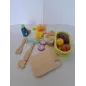 Set In Legno Cucina Con Cibo Da Tagliare, Utensili e Tagliere Sevi