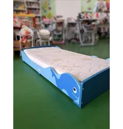 Lettino Montessoriano Rocket Baby Balena 145x75x21 Con Materasso,Completo Tessili e Cerata