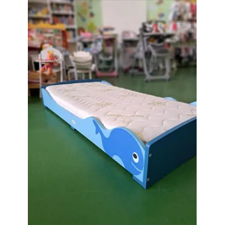 Lettino Montessoriano Rocket Baby Balena 145x75x21 Con Materasso,Completo Tessili e Cerata