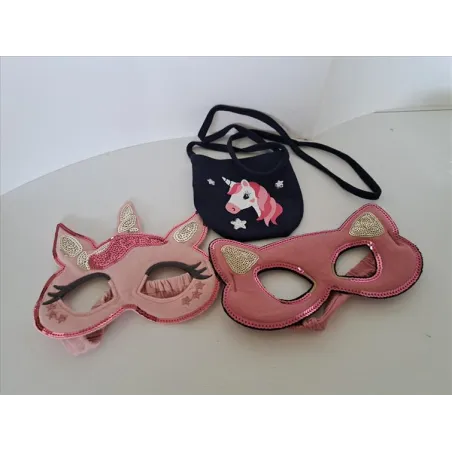 Maschera In Stoffa Unicorno e Gattino + Borsetta Unicorno Blu