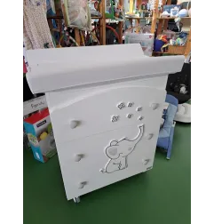 Fasciatoio Bagnetto Erbesi "Elly" Bianco Con Elefantino
