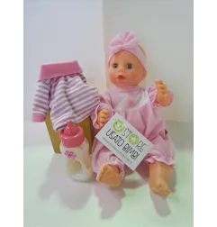Bambola Con Fascia e Tutina Rosa