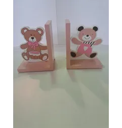 Fermalibri Da Mensola In Legno Rosa