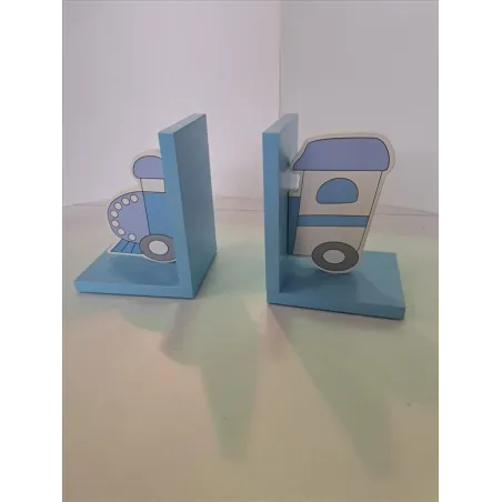 Fermalibri Da Mensola In Legno Azzurro
