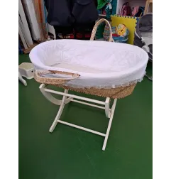 Culla Cesta Portabebè Con Supporto e Rivestimento Interno Bianco