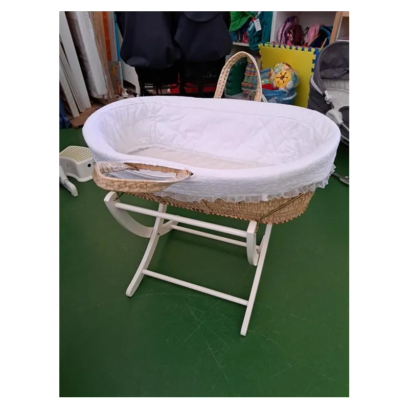 Culla Cesta Portabebè Con Supporto e Rivestimento Interno Bianco Culla Cesta Portabebè Con Supporto e Rivestimento Interno Bianco