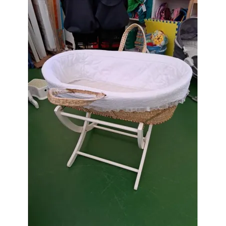 Culla Cesta Portabebè Con Supporto e Rivestimento Interno Bianco
