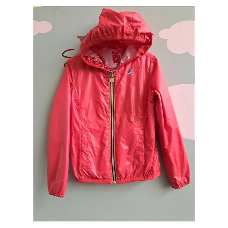 Giubbino K Way Reversibile Rosa / Fiori Bianco e Rosa 10 Anni ( Veste Piccolo )