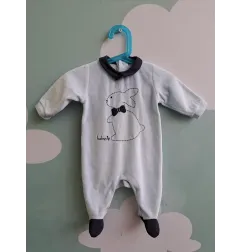 Tutina Azzurra Con Colletto Baby Vip Coniglietto In Ciniglia 3 M