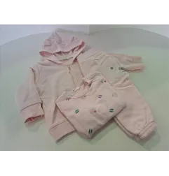 Tuta Completa Benetton Rosa Pantaloni, Maglia Maniche Lunghe e Felpa Con Zip