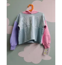 Felpa Corta Benetton Colorata Corta Con Cappuccio 9/10 A