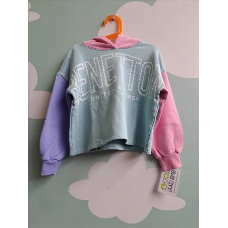 Felpa Corta Benetton Colorata Corta Con Cappuccio 9/10 A