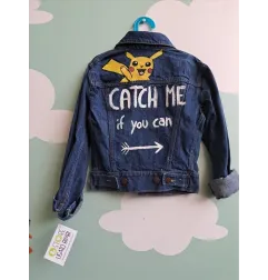 Giubbino Jeans Dipinto Pikachu 5 A
