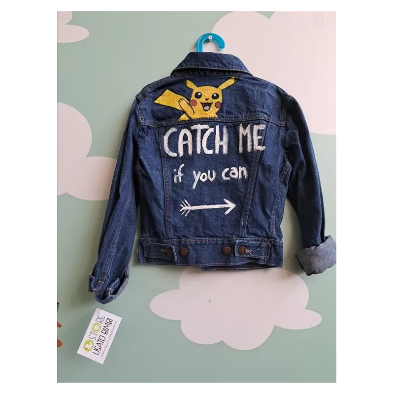 Giubbino Jeans Dipinto Pikachu 5 A