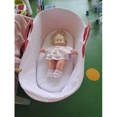 Cesta per Neonati MOBA Rosso Lampone Con Materasso e Copertura