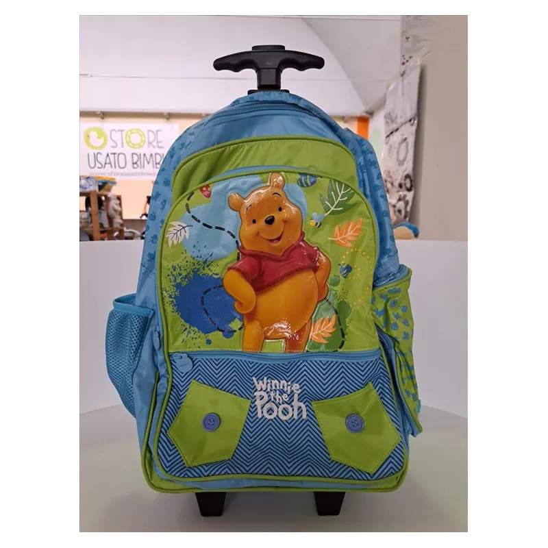 Zaino Winnie The Pooh Con Carrellinno Azzurro Nuovo