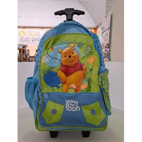 Zaino Winnie The Pooh Con Carrellinno Azzurro Nuovo