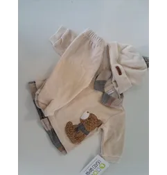 Tutina Spezzata Beige Con Orsetto E Cappellino 0/1 M