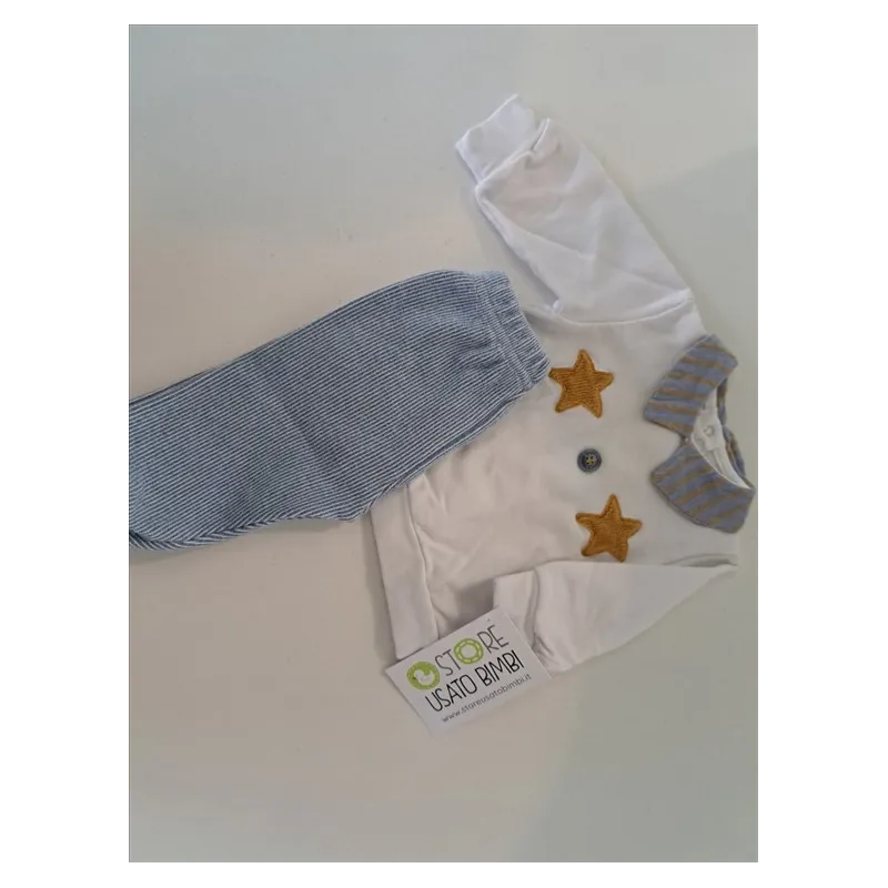 Tutina Spezzata Pantaloni Azzurri Maglia Stelline Barcelline 1 M
