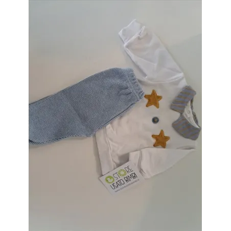Tutina Spezzata Pantaloni Azzurri Maglia Stelline Barcelline 1 M