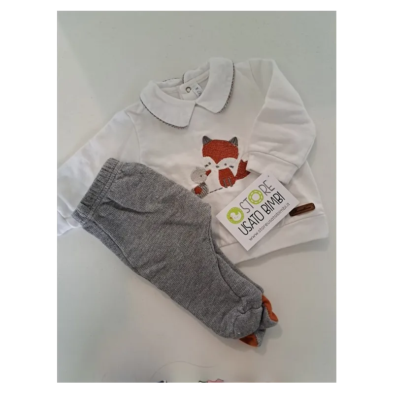 Tutina Spezzata Pantaloni Grigi Maglia Con Colletto Volpina Barcelline 1 M