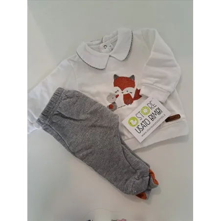 Tutina Spezzata Pantaloni Grigi Maglia Con Colletto Volpina Barcelline 1 M