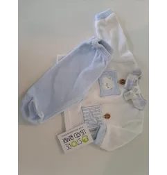 Tutina Spezzata Maglia Bianca e Pantaloni Azzurri 0/1 M