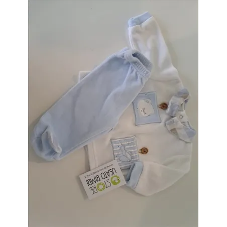 Tutina Spezzata Maglia Bianca e Pantaloni Azzurri 0/1 M