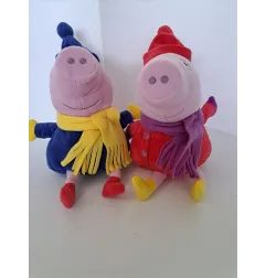 Peluche Peppa Pig e George Con Sciarpa e Cappello