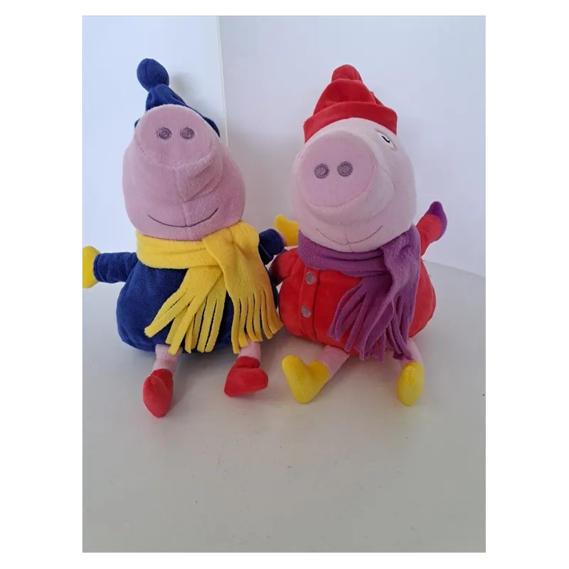 Peluche Peppa Pig e George Con Sciarpa e Cappello