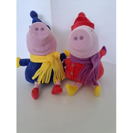 Peluche Peppa Pig e George Con Sciarpa e Cappello