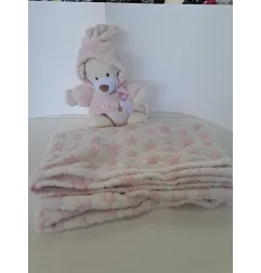 Peluche Coniglio Marrone Con Copertina Rosa Stellina