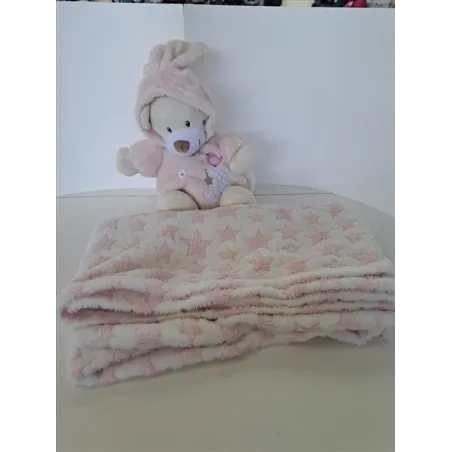Peluche Coniglio Marrone Con Copertina Rosa Stellina